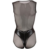 Wetlook Body Met Netstof - Zwart - PlayForFun